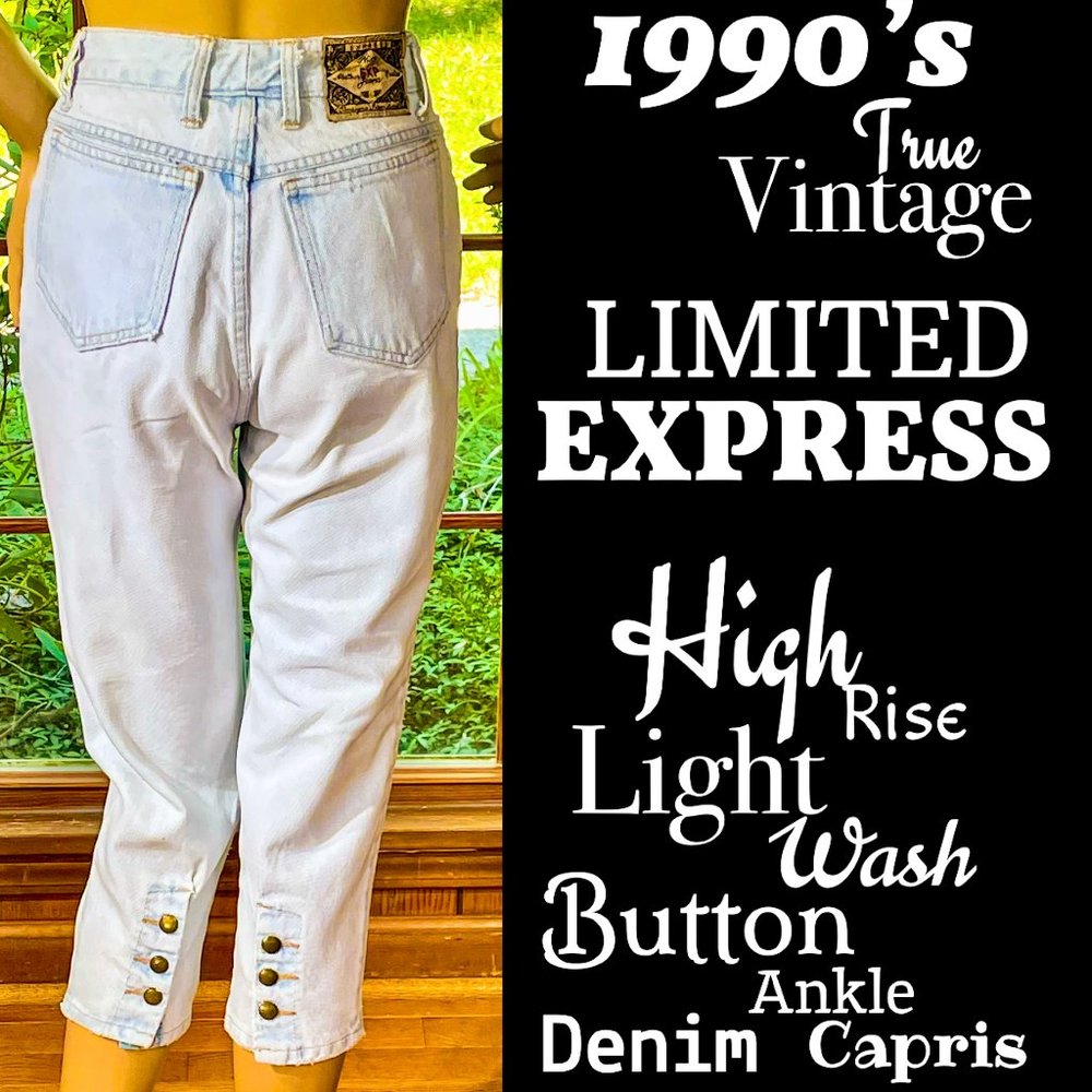 ▪️VTG▪️LIMITED EXPRESS▪️1990's High Rise Light Wash Button Ankle Denim Capris